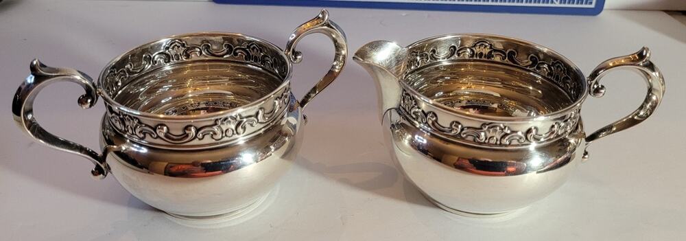 Sterling Silver Sugar and Creamer Set, Gorham "Strasbourg" ~180g